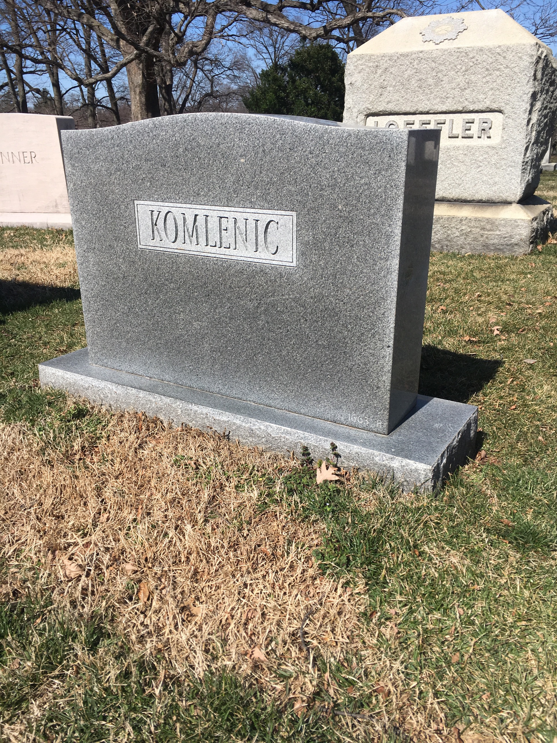 Back of headstone — Barbara A Komlenic