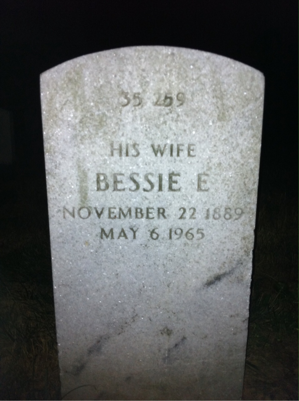 Back of headstone — William H Fox