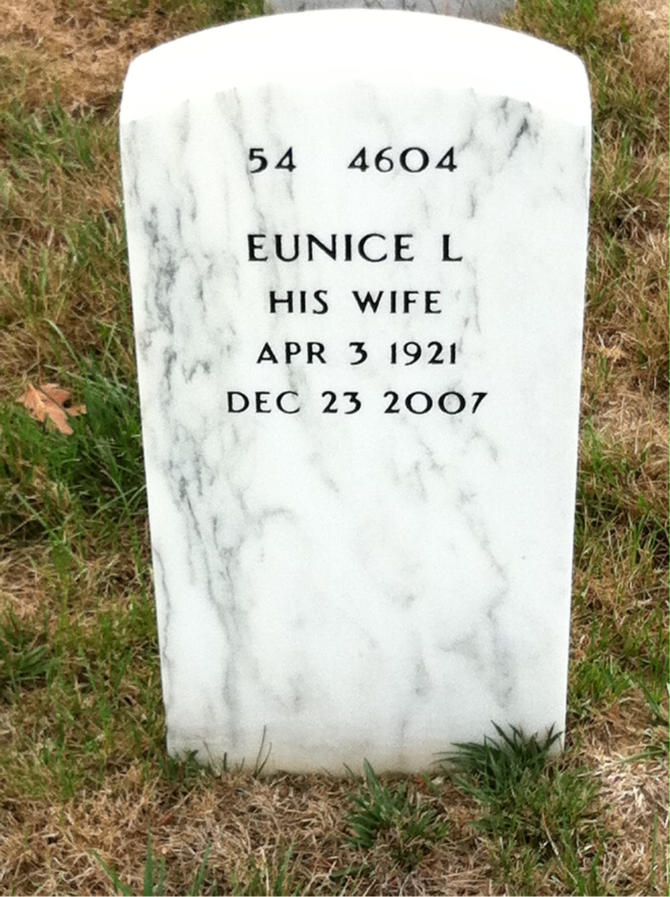 Back of headstone — Robert Lemke