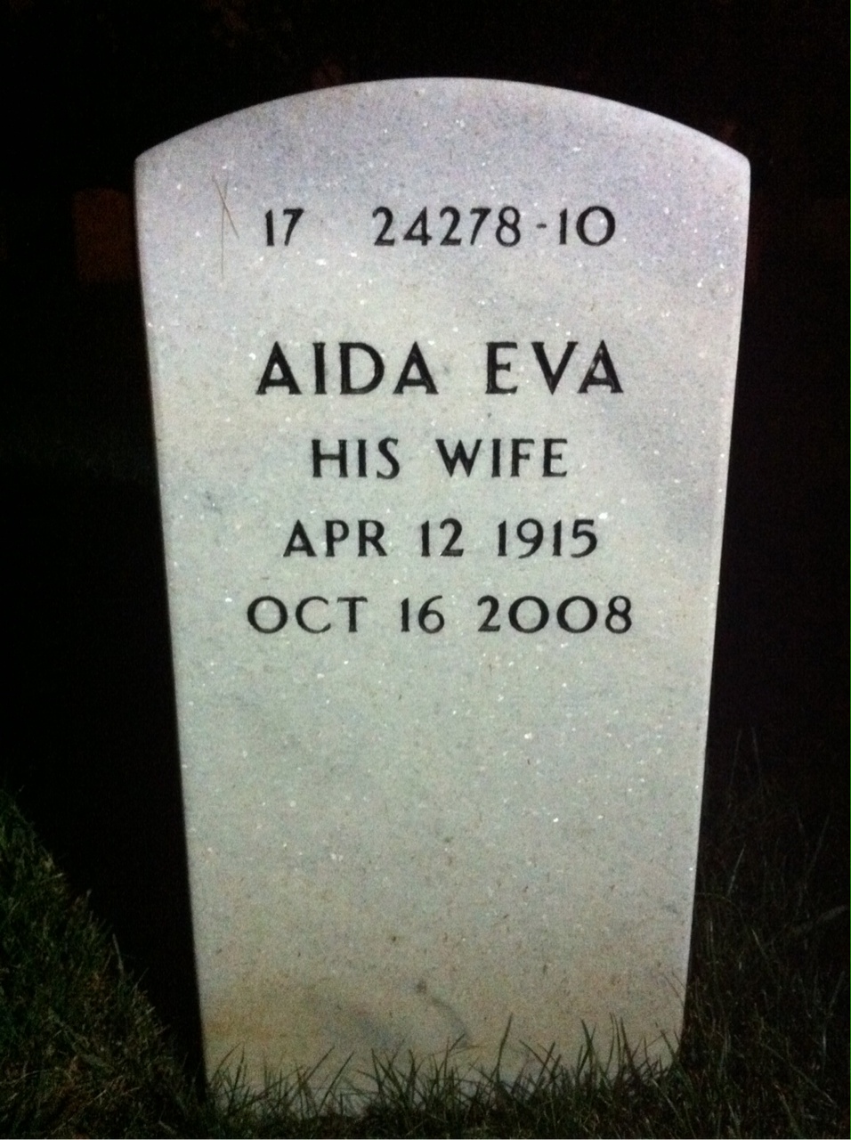 Back of headstone — Charles Arnold