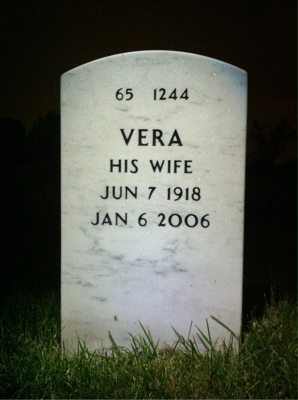 Back of headstone — William Senior