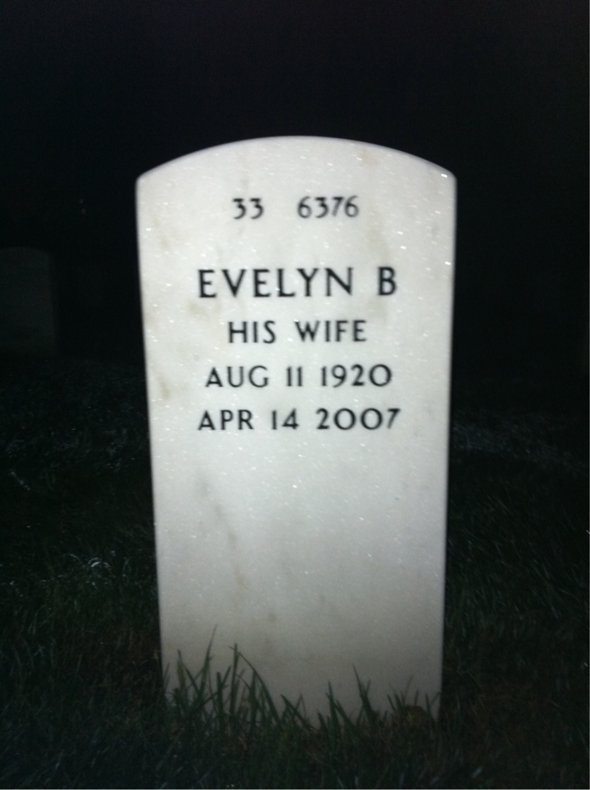 Back of headstone — David Evans
