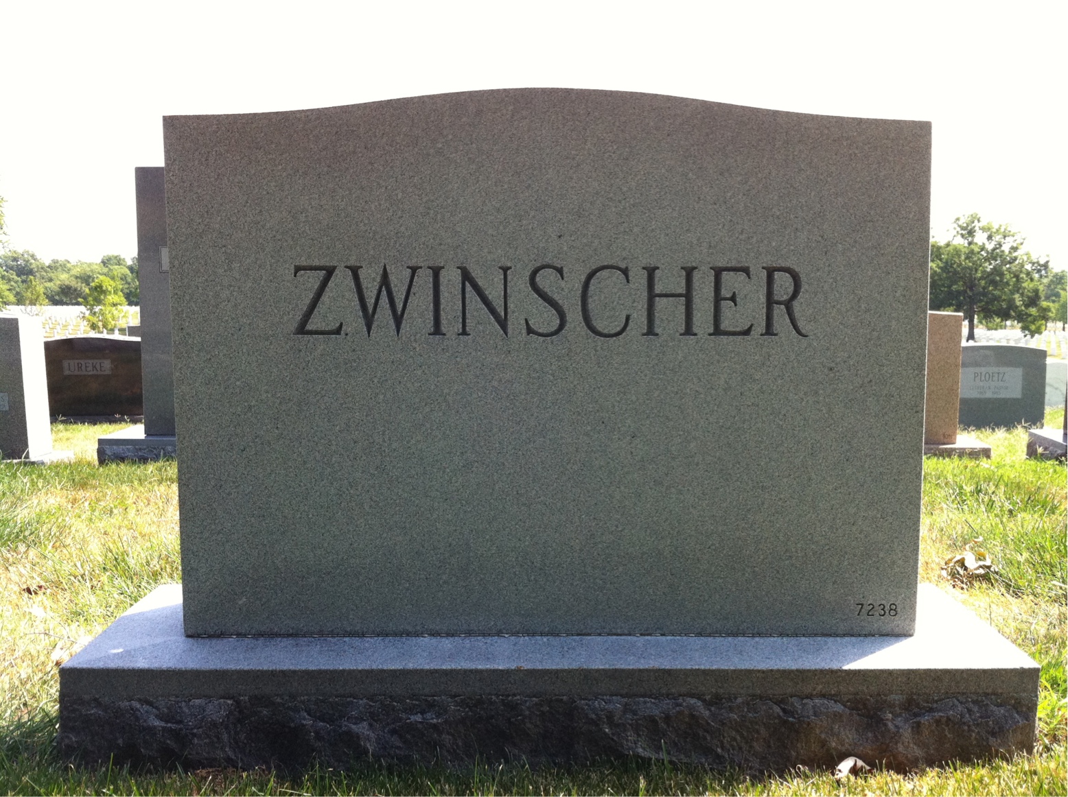 Back of headstone — Margaret Zwinscher