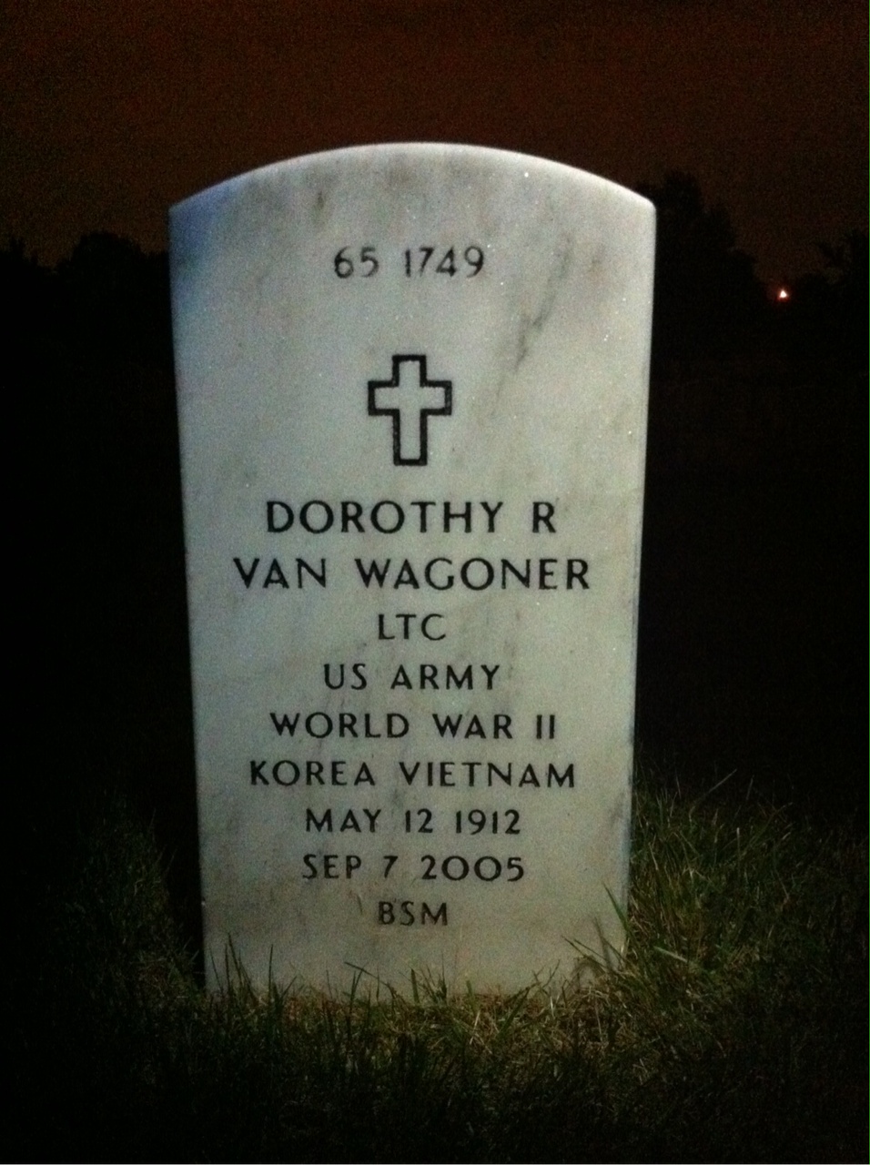 Back of headstone — Lou Van Wagoner