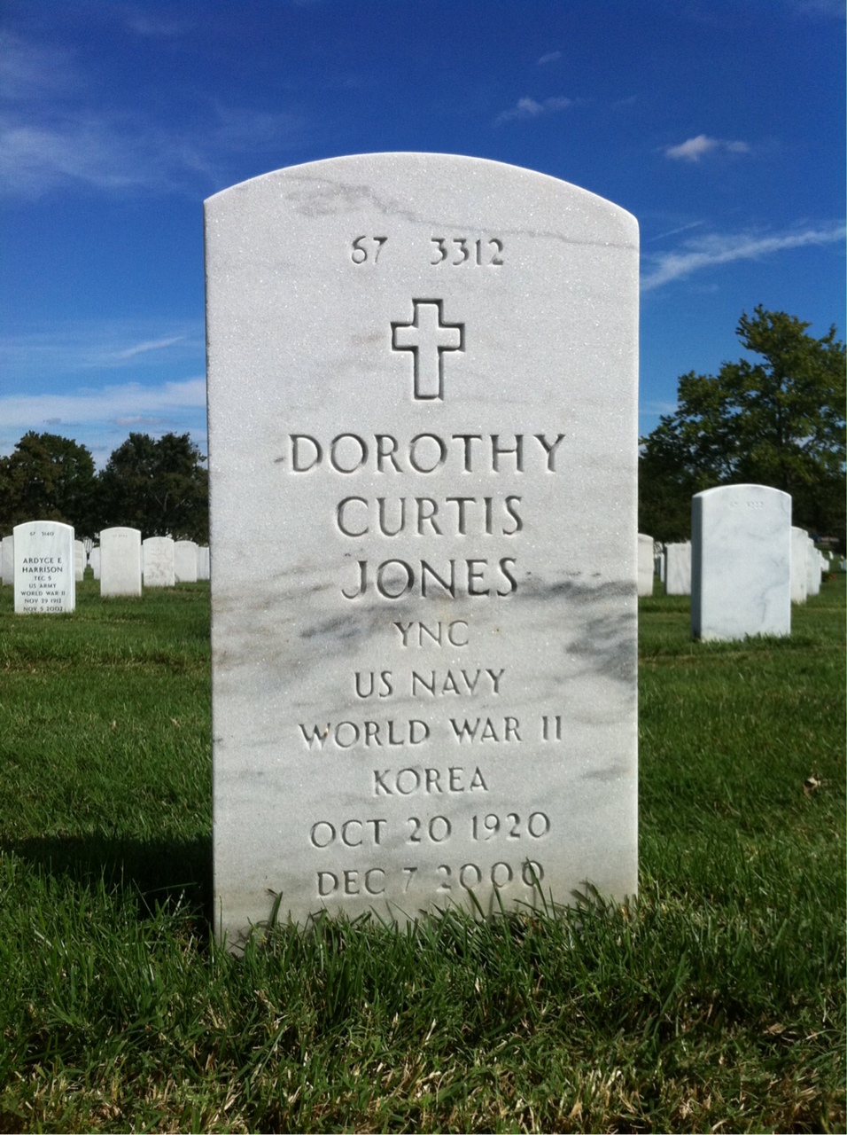 Back of headstone — Dorothy L Jones