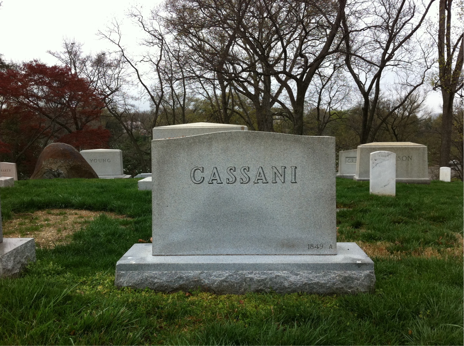 Back of headstone — Vincent Cassani