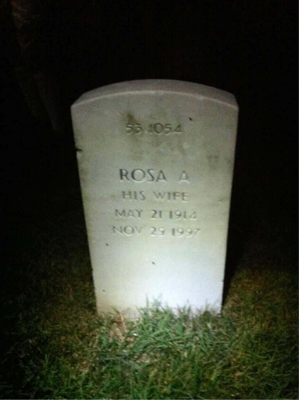 Back of headstone — Rosa Murray