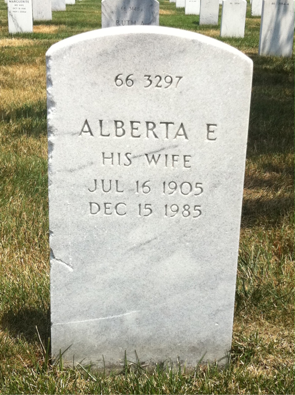 Back of headstone — Leonard Myers