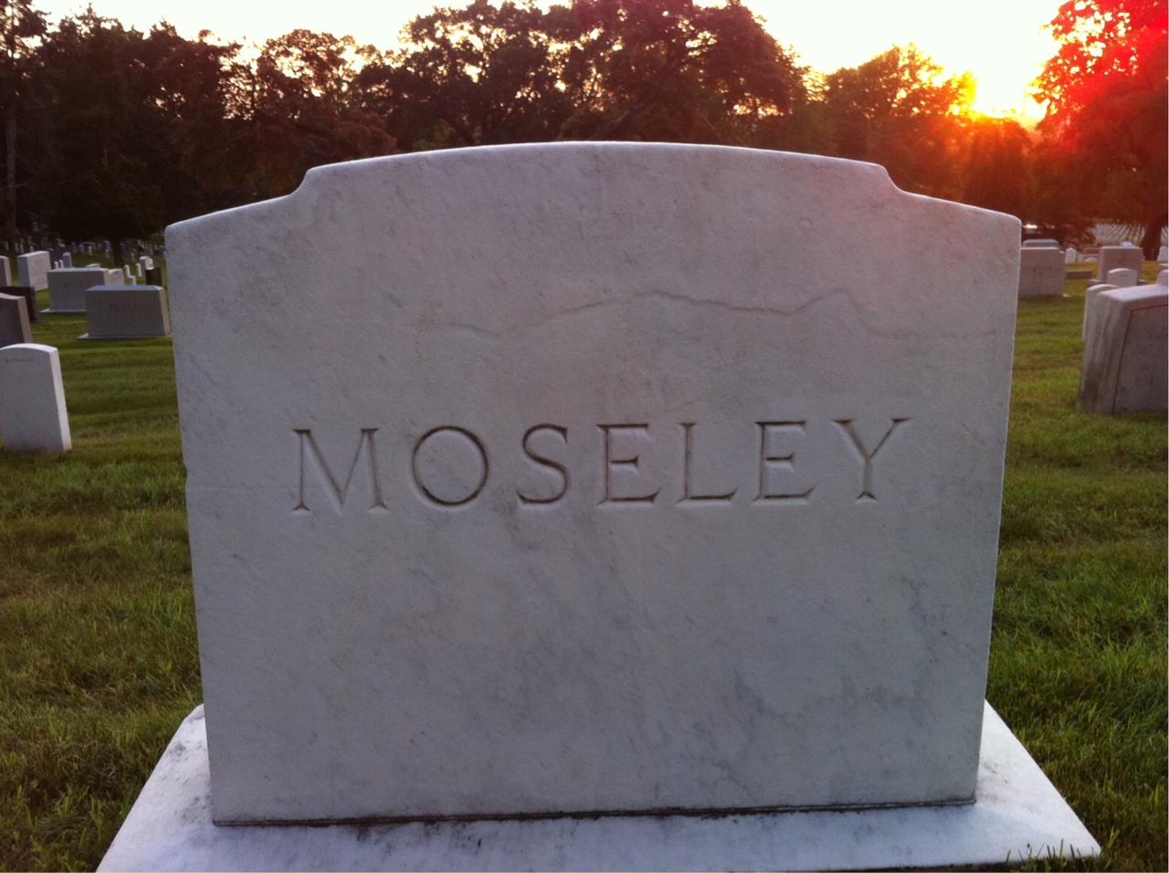 Back of headstone — Allen Moseley