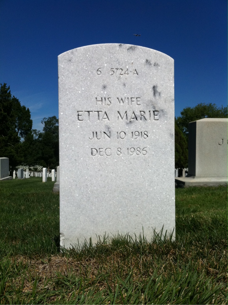 Back of headstone — Alf Helmer