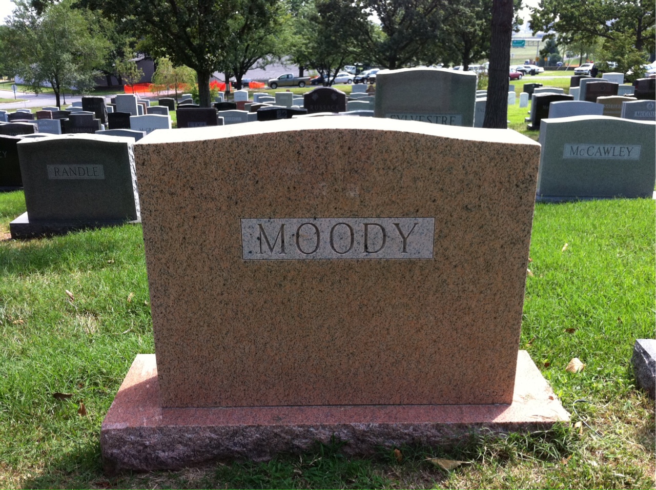 Back of headstone — Marlin Moody