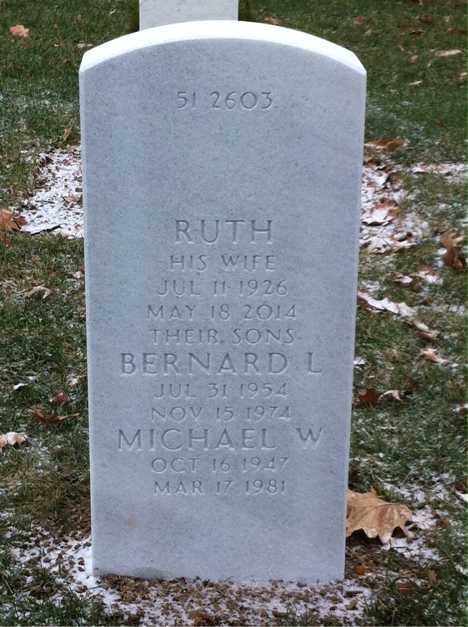 Back of headstone — William Nadeau