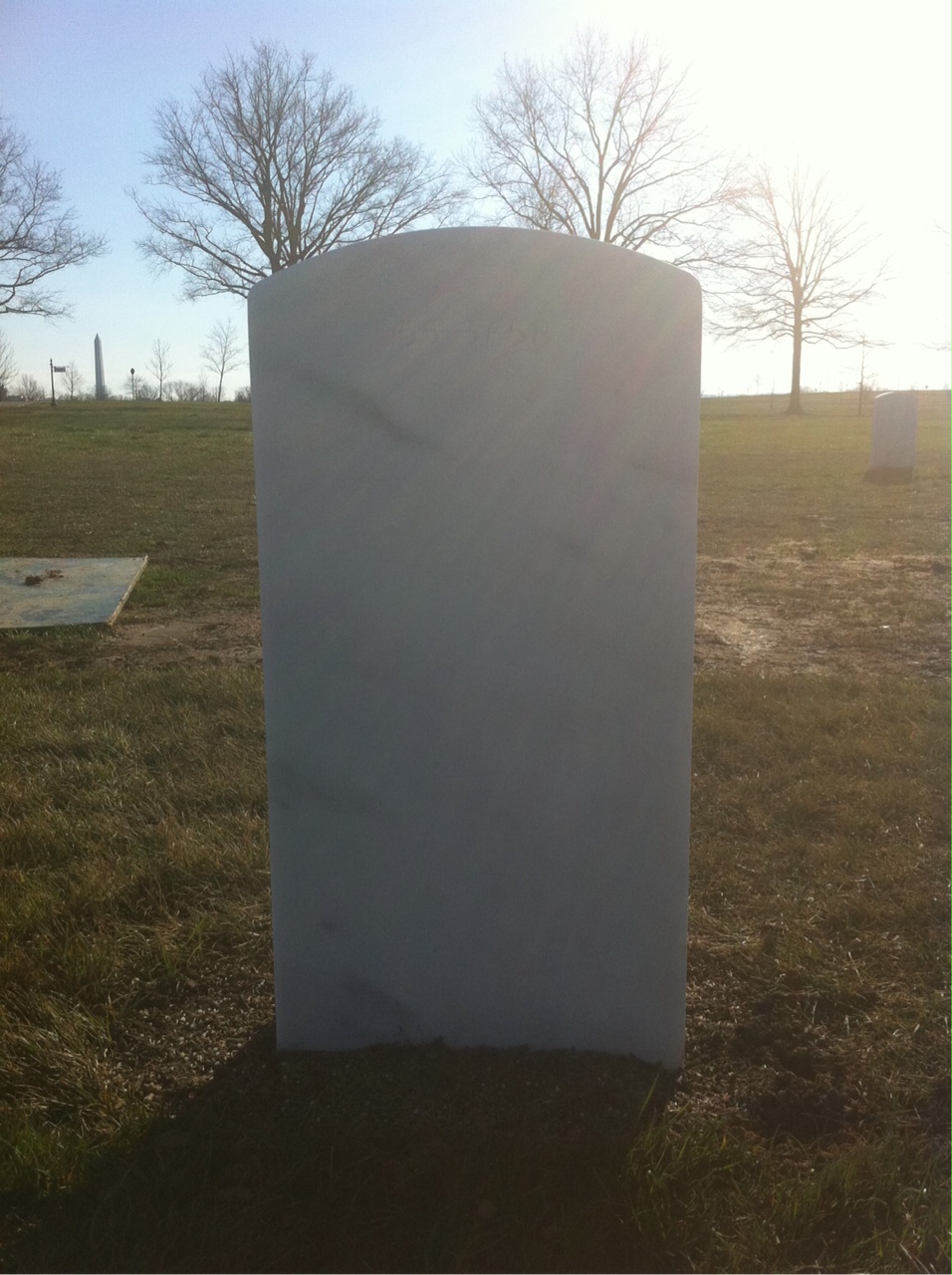 Back of headstone — Alfred Cox