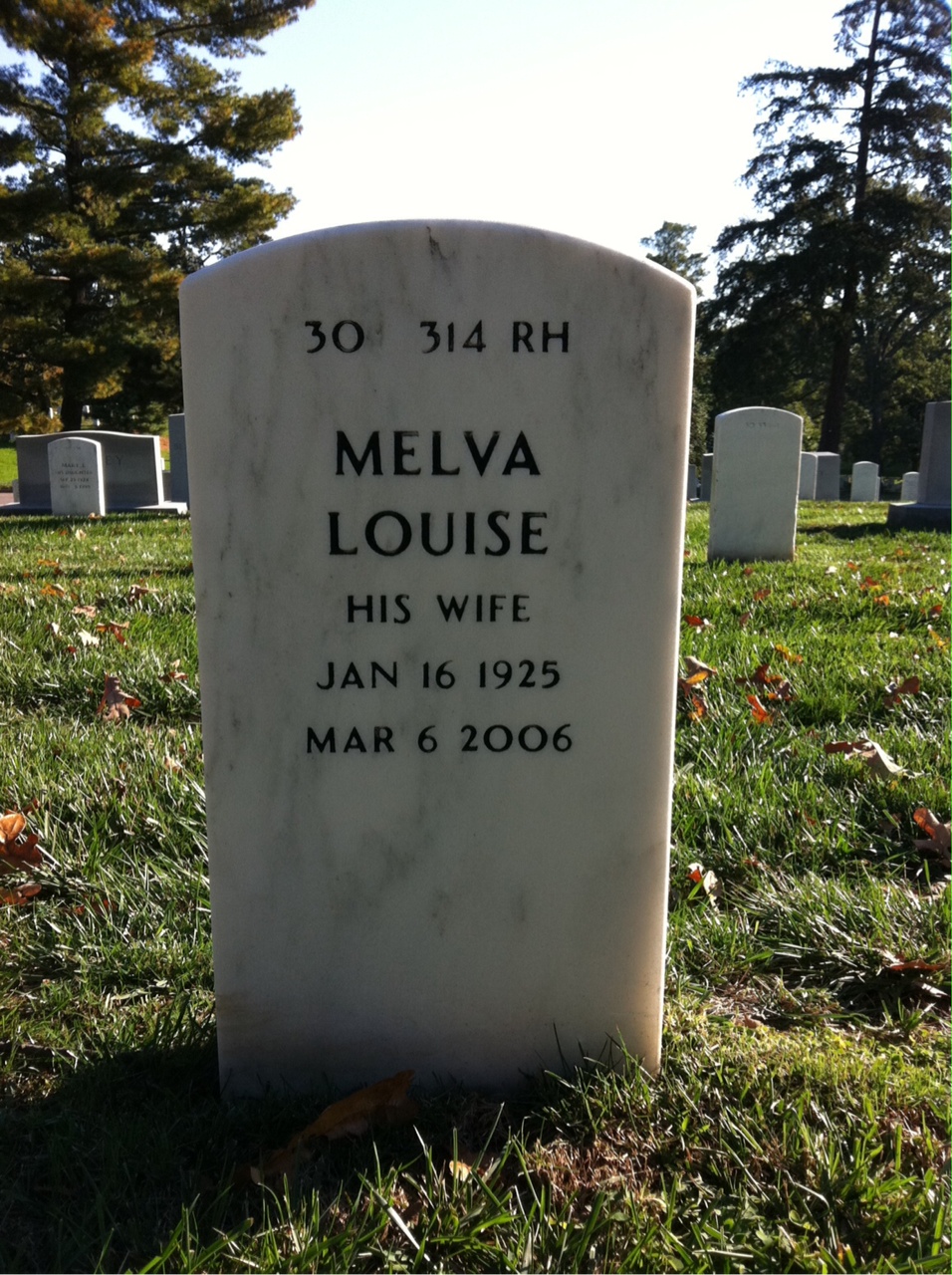 Back of headstone — Wilber Smith