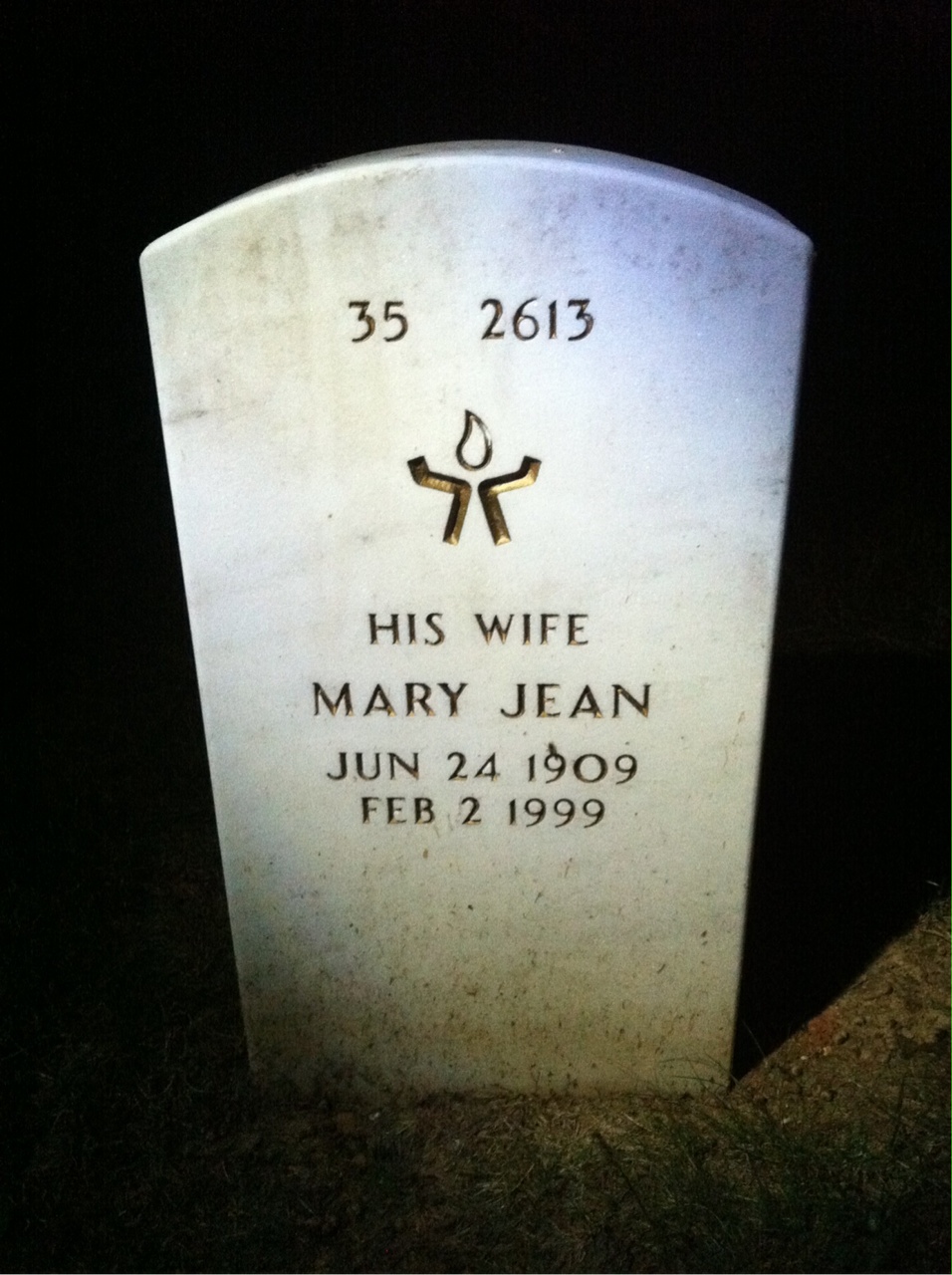 Back of headstone — Mary Antrim