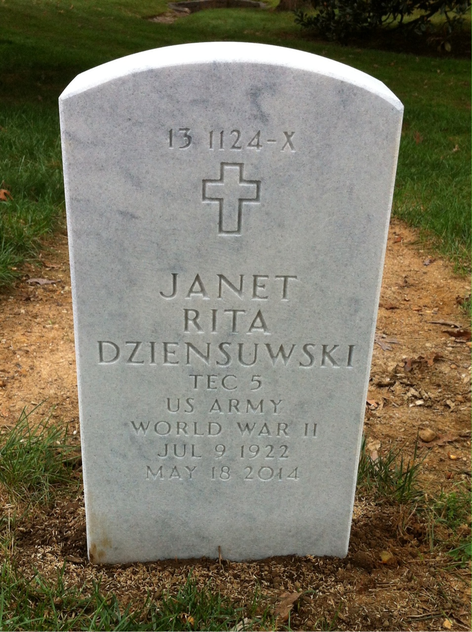 Back of headstone — Theodore Dziensuwski