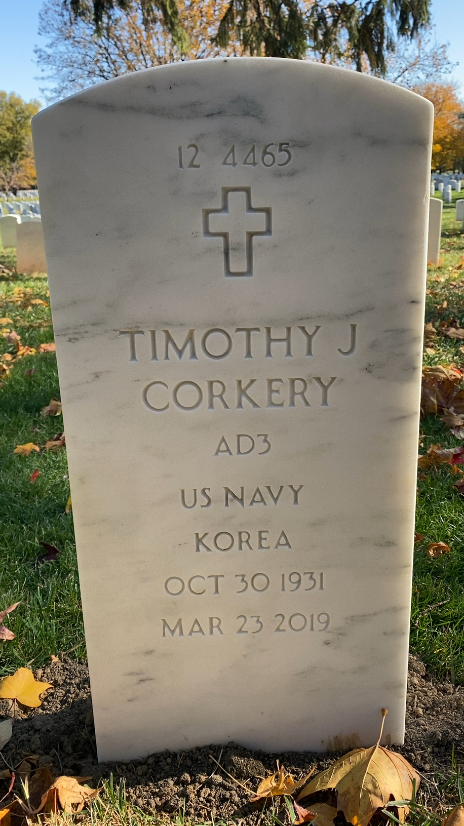 Back of headstone — Michael Corkery