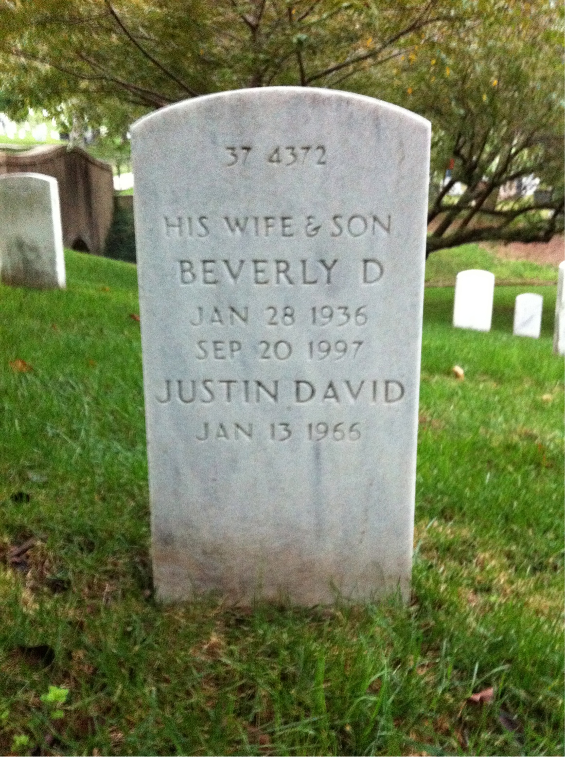 Back of headstone — William L Henson