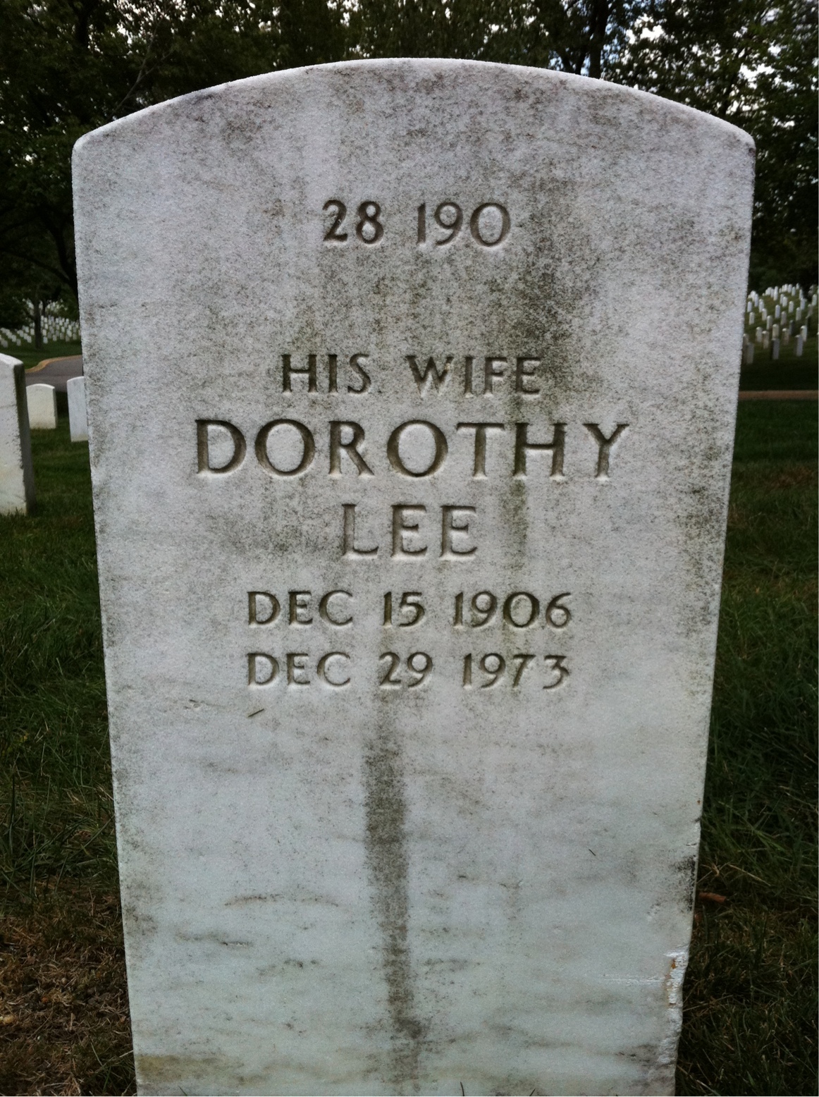 Back of headstone — Dorothy Mckee