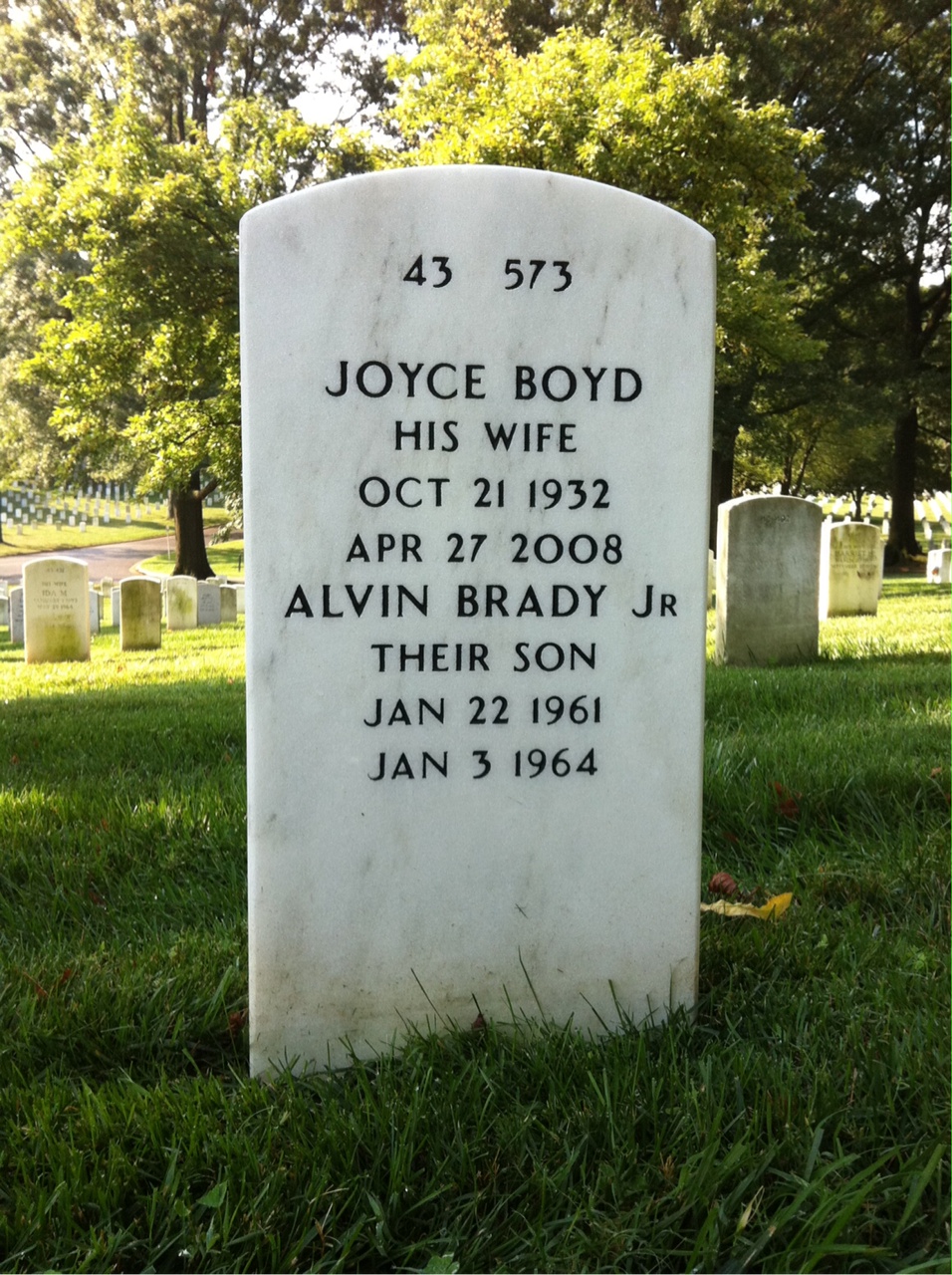 Back of headstone — Alvin Phillips
