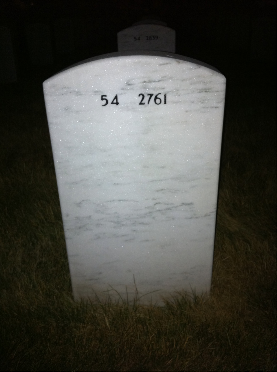Back of headstone — Franklin Hall