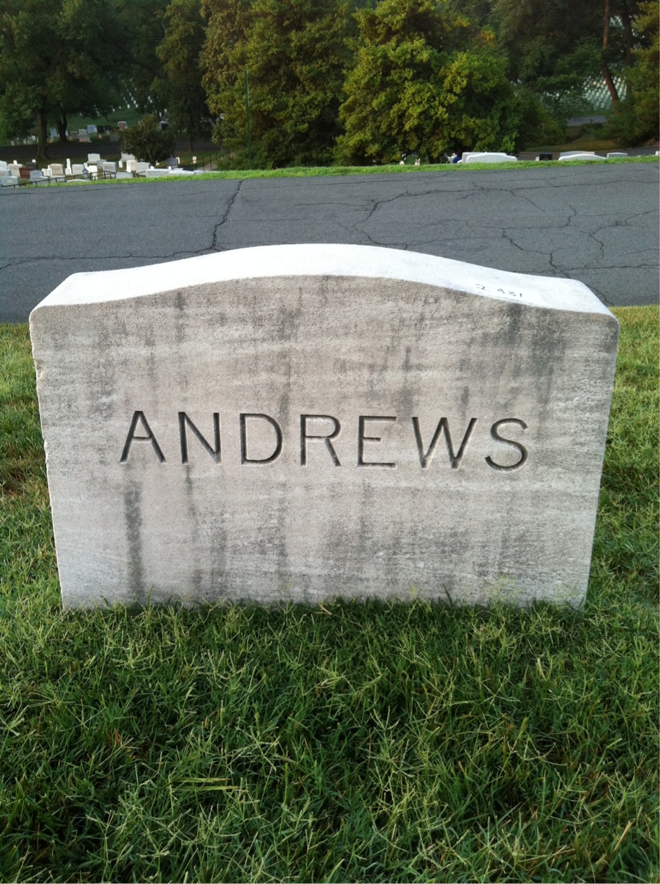 Back of headstone — Katherine Andrews