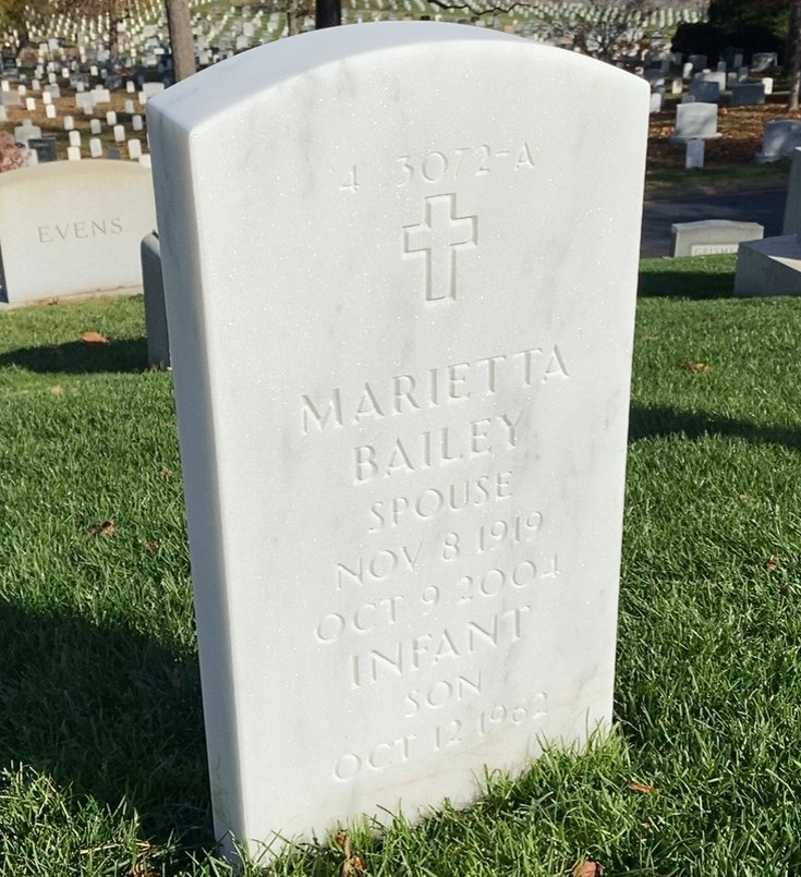 Back of headstone — Claude Bailey