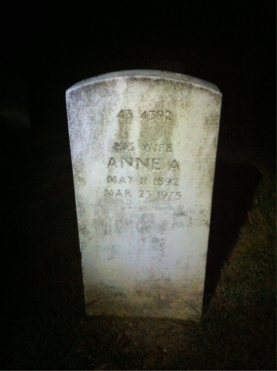 Back of headstone — Charles Alexander
