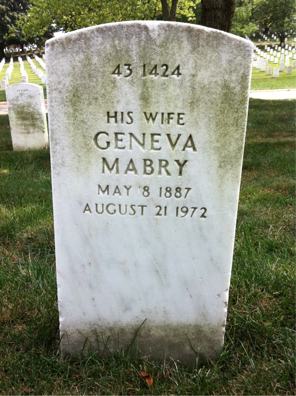 Back of headstone — Alfred Brown