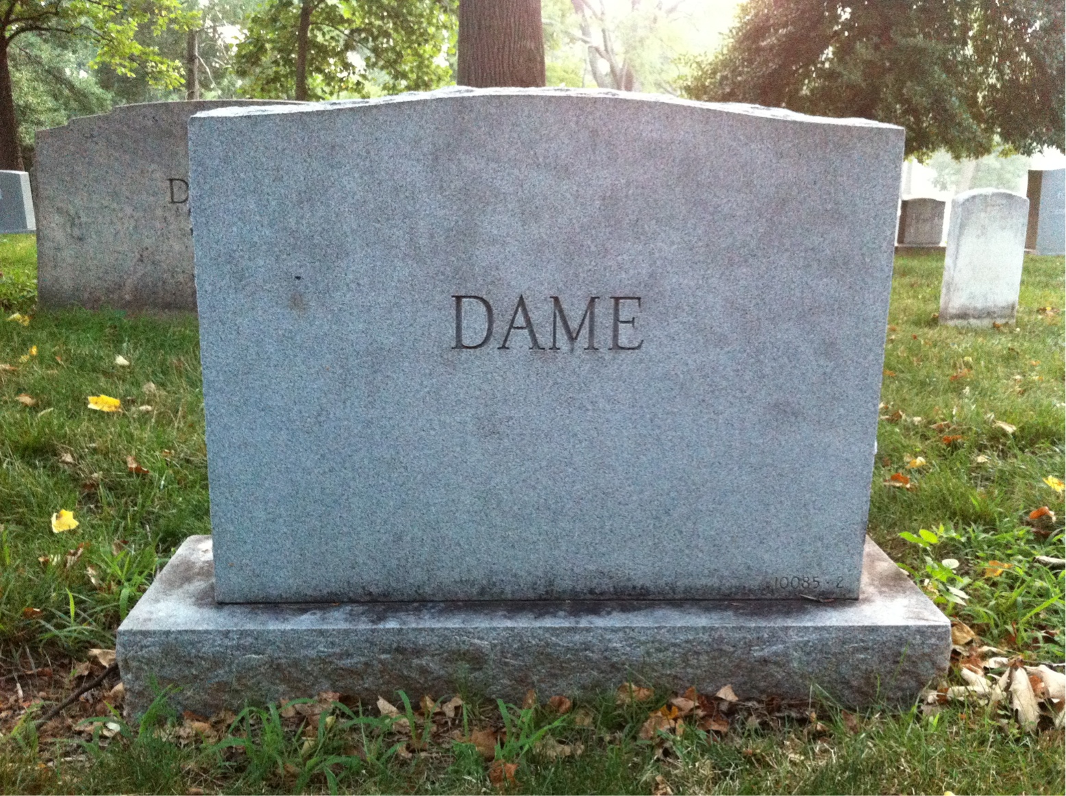 Back of headstone — Henry R Dame