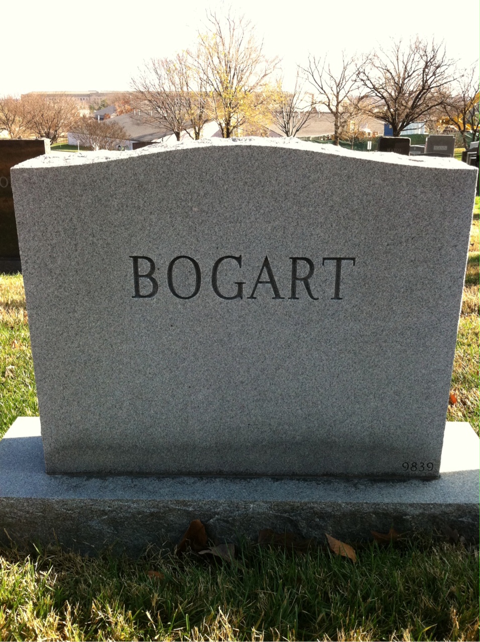 Back of headstone — Frank Bogart