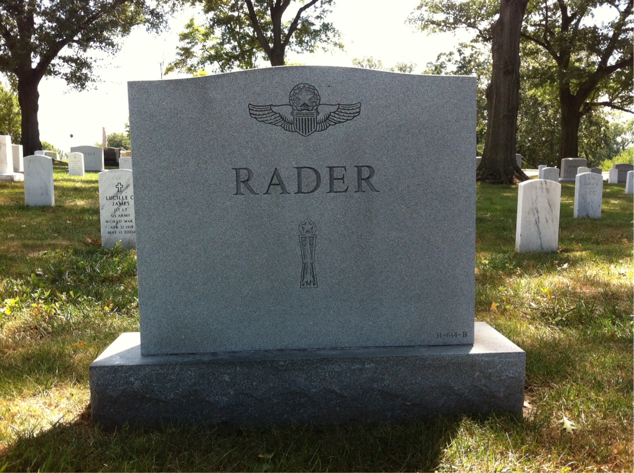Back of headstone — William Rader