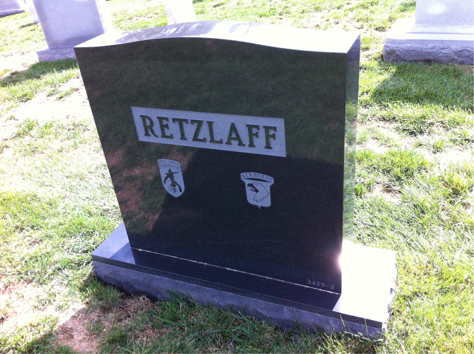 Back of headstone — Aloysius Retzlaff