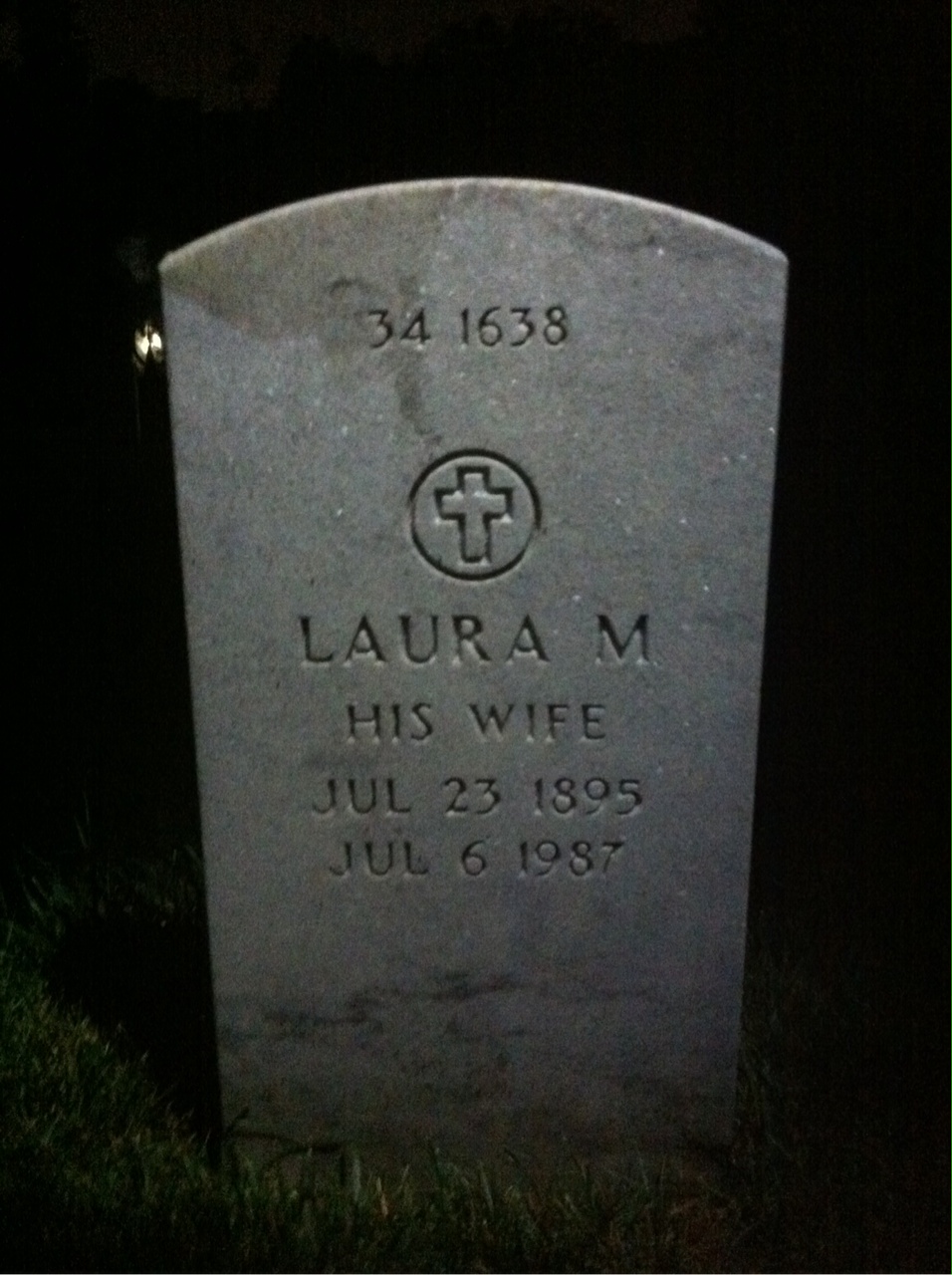 Back of headstone — Laura Mohr