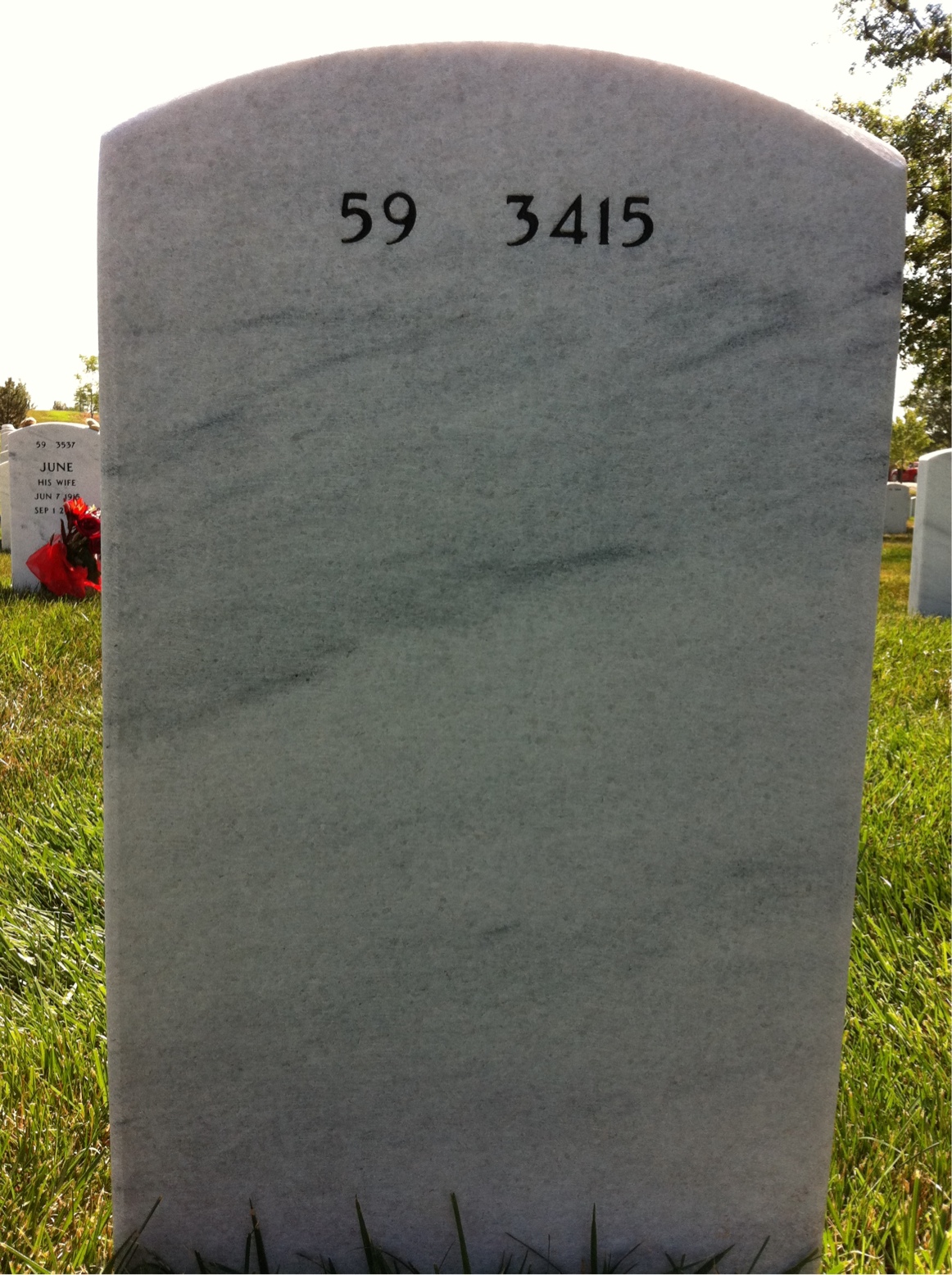 Back of headstone — Allan Hackner