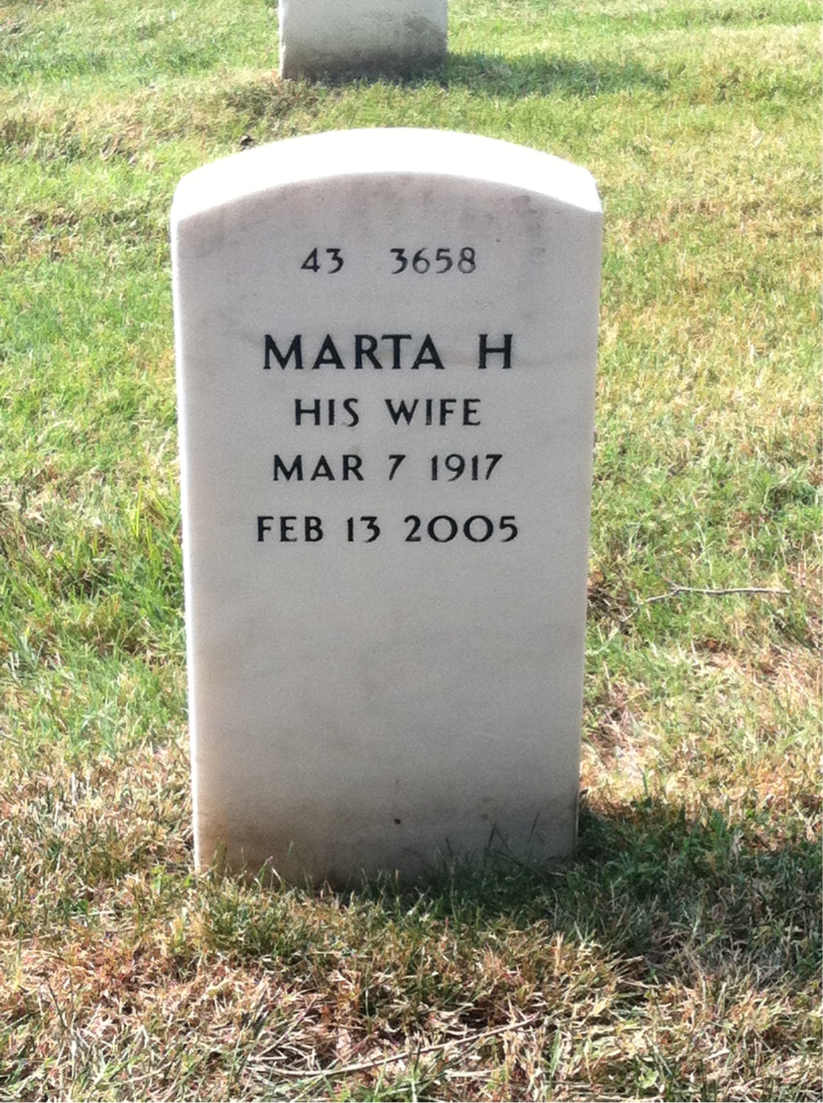 Back of headstone — Wilfred Johnson