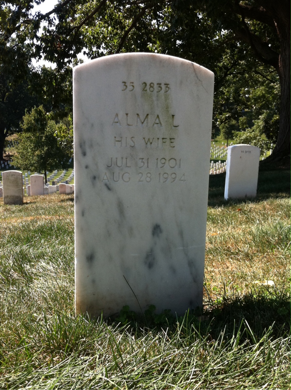 Back of headstone — William A Carr