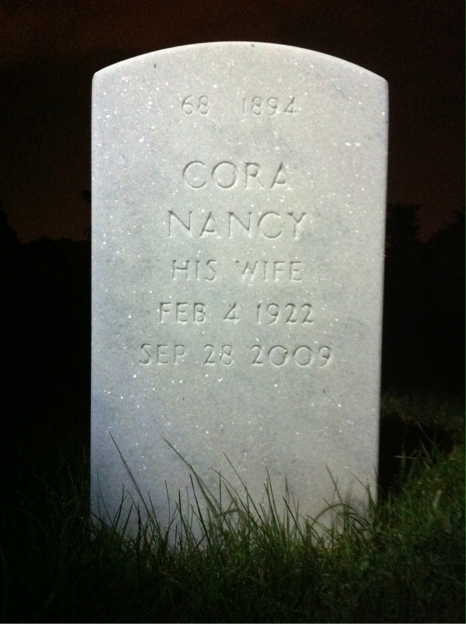 Back of headstone — Robert Williams