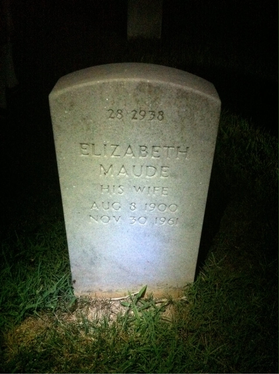 Back of headstone — Ulysses Lewis