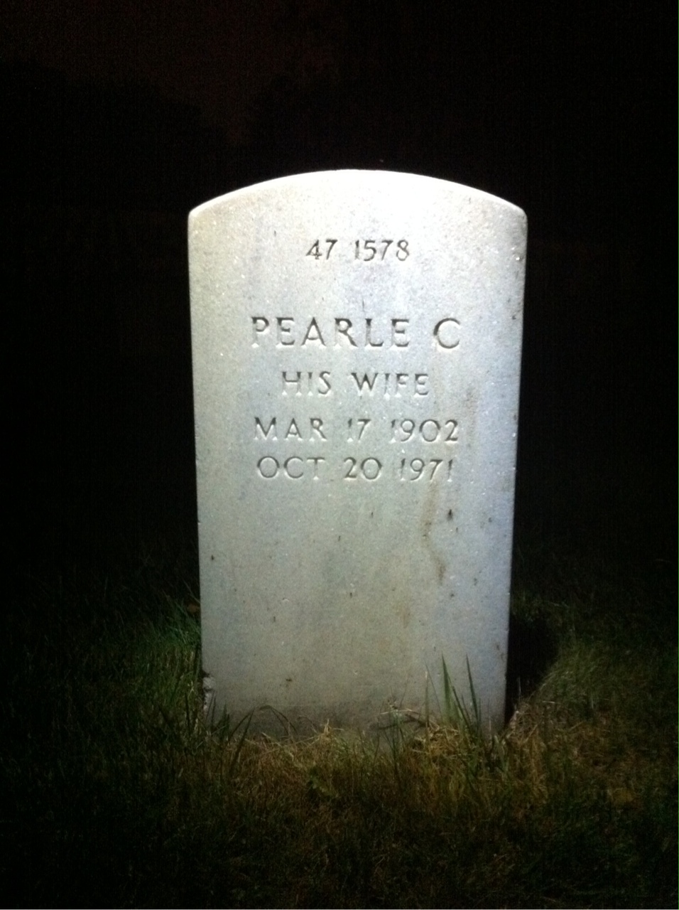 Back of headstone — Pearle Anderson