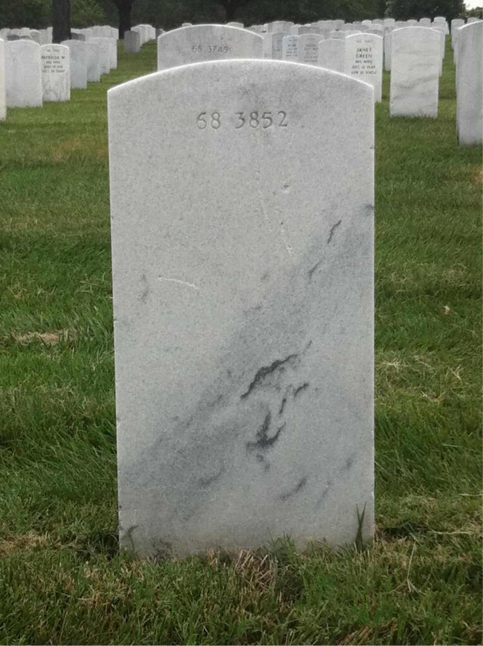 Back of headstone — James Morris