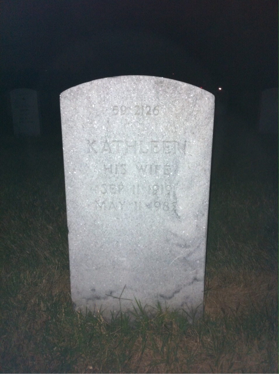Back of headstone — Kathleen Cummings