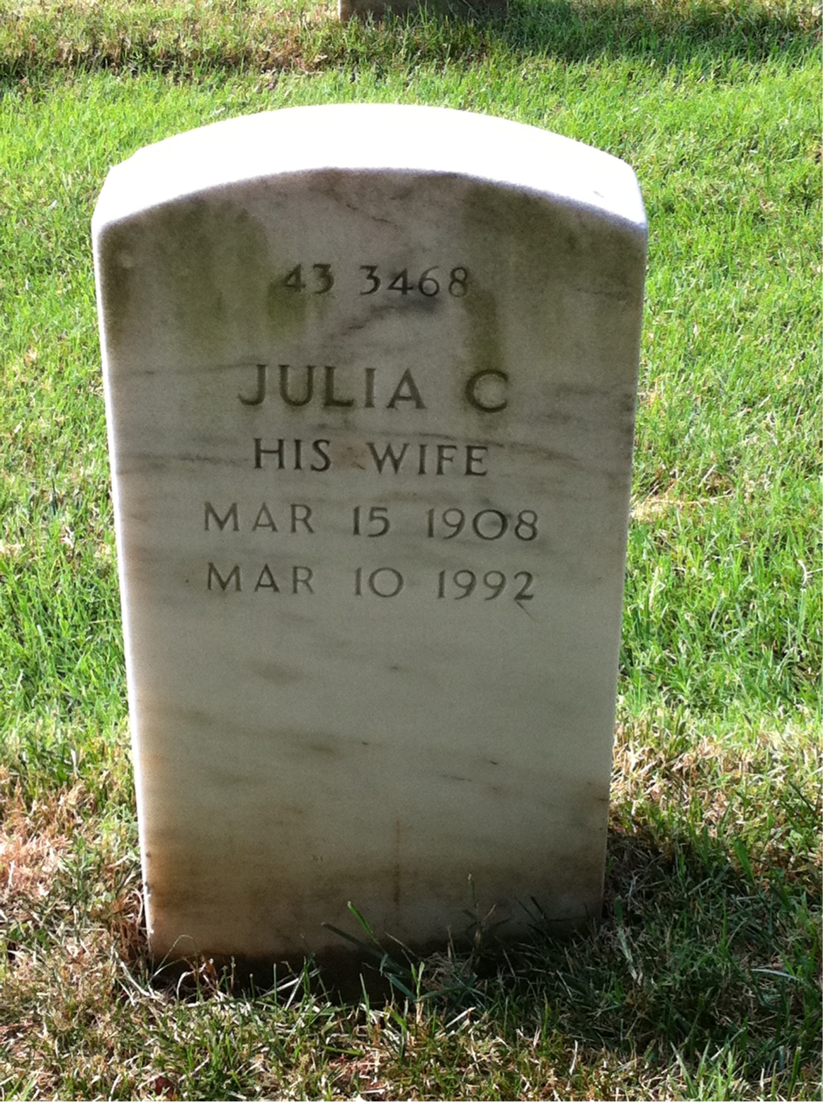 Back of headstone — James G Henson