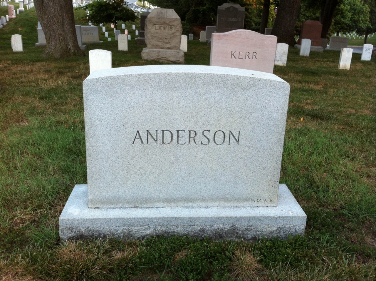 Back of headstone — Milton Anderson