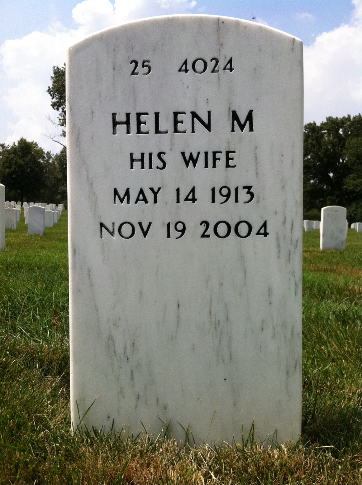 Back of headstone — Thomas Deering