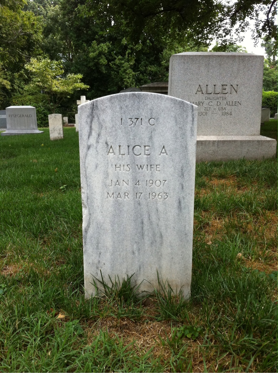 Back of headstone — Phil Grizzard