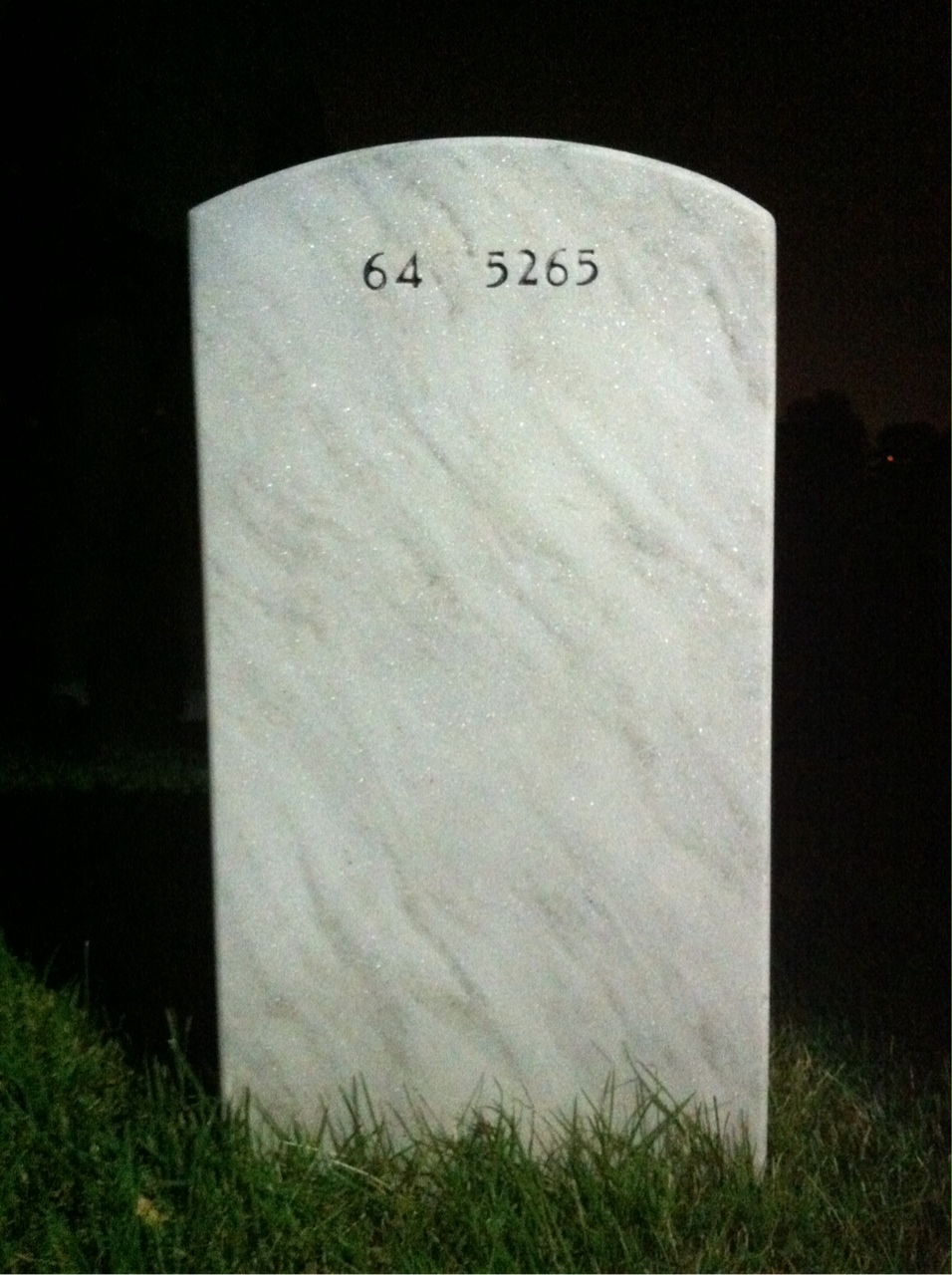 Back of headstone — Patrick Marsha