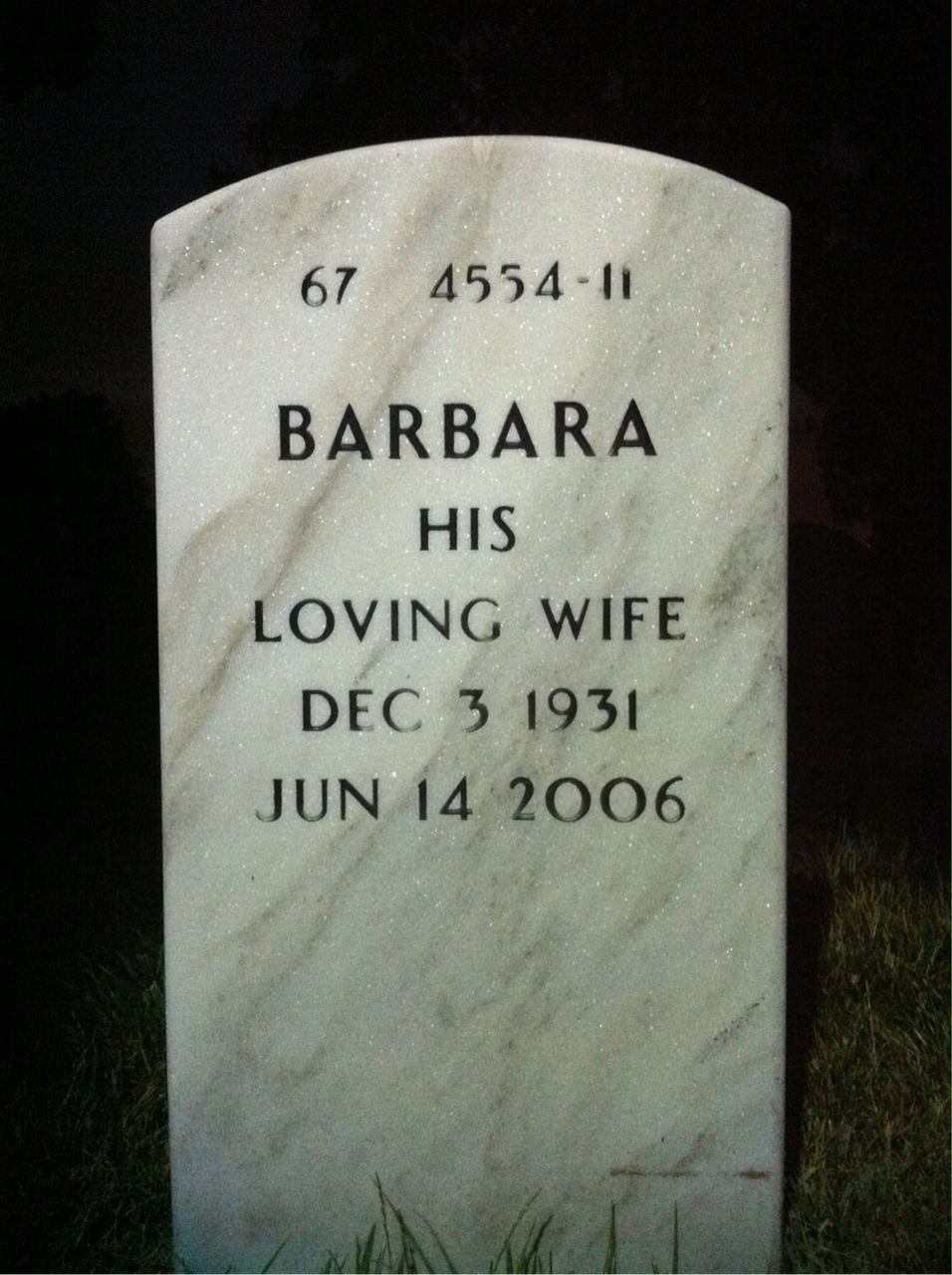 Back of headstone — William Marvin