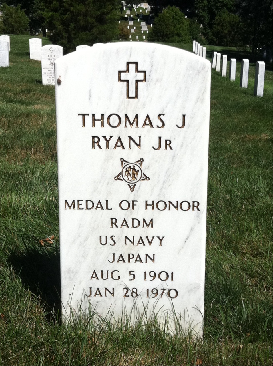 Headstone shared by 2 interments, including Thomas John Ryan