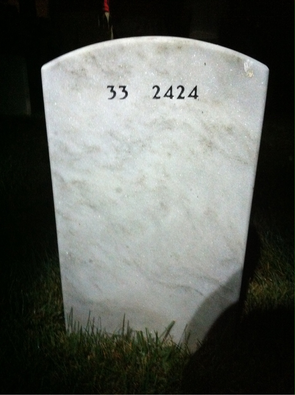 Back of headstone — Aaron Baker